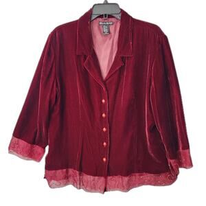 ALEXANDRA BARTLETT BLOUSE TOP WOMENS XL SILK VELVET BEADED CHIFFON WHIMSIGOTH